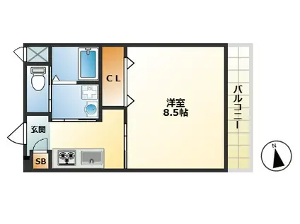 サンハート南茨木III(1K/3階)の間取り写真