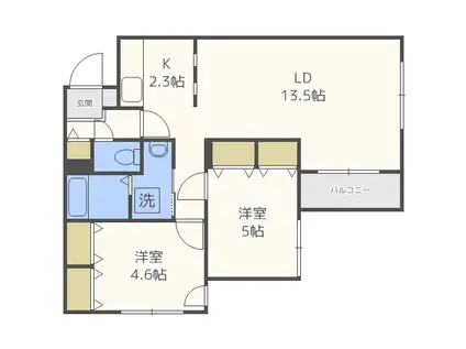 ブランシャール二十四軒FOREST(2LDK/3階)の間取り写真