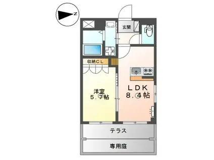 サンパレス(1LDK/1階)の間取り写真