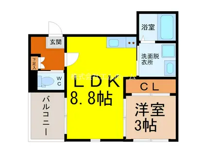 ハーモニーテラス内浜町(1LDK/2階)の間取り写真