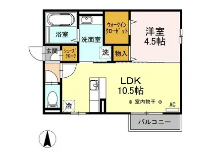 ナチュール医大西A(1LDK/1階)の間取り写真