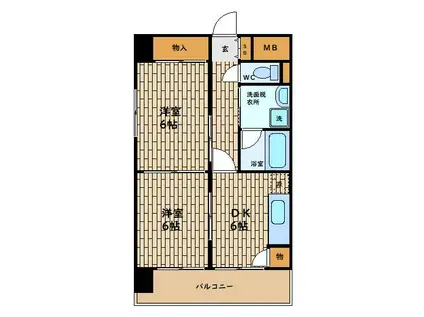 阪神ハイグレードマンション3番館(2DK/4階)の間取り写真