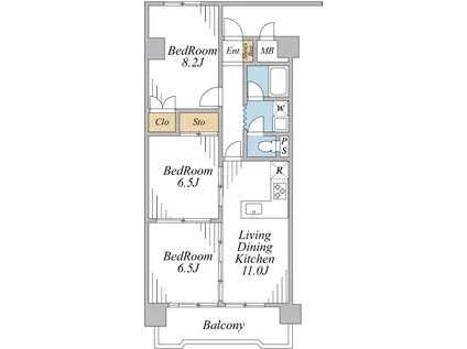プレミアムフラット浦和仲町(3LDK/7階)の間取り写真