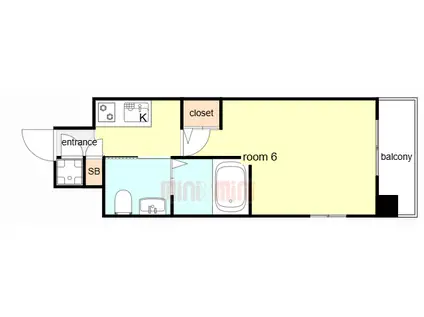 エスリード新北野(1K/6階)の間取り写真