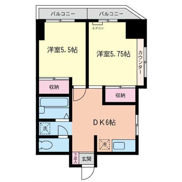 コスモAOI湘南台III(2DK/3階)の間取り写真