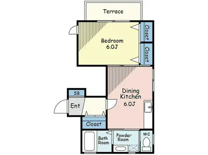 ハレケア ラウレア(1DK/1階)の間取り写真
