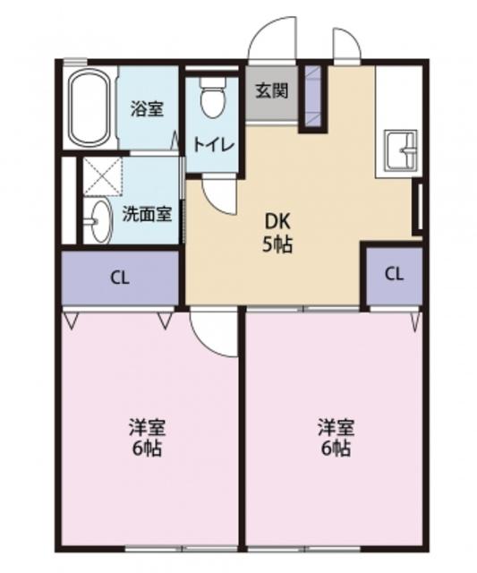 ツェントラム(2DK/2階)の間取り写真