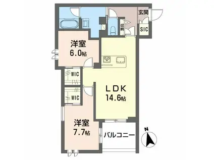 シャーメゾン ルモラ(2LDK/3階)の間取り写真