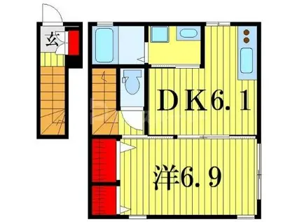 リジョイスYKS(1DK/2階)の間取り写真