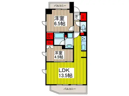 PARKSIDE HILL TOKIWA(2LDK/6階)の間取り写真