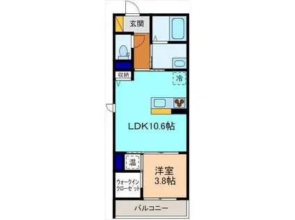 プレザント(1LDK/2階)の間取り写真