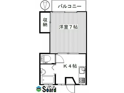 シタラハイツ(1K/2階)の間取り写真