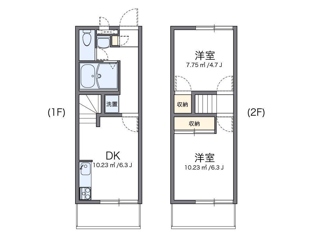 レオパレスやませ(2DK/2階)の間取り写真