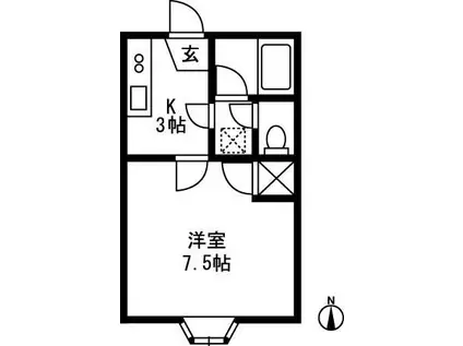 ニュードミール(1K/2階)の間取り写真