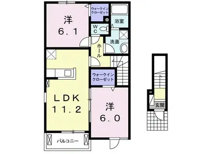 ヴィラーリエージュB(2LDK/2階)の間取り写真