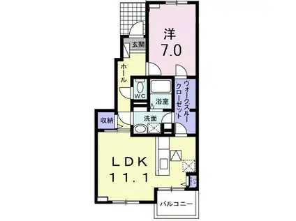 ジェルメ ソレイユB(1LDK/1階)の間取り写真