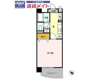 パレドールKONISHI(1K/2階)の間取り写真