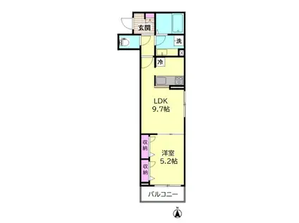 ヴァイセスハウス(1LDK/2階)の間取り写真