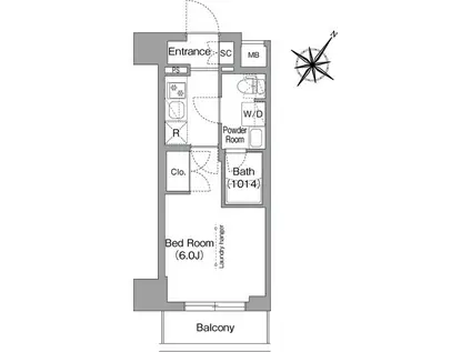 コンフォリア・リヴ横浜阪東橋(1K/10階)の間取り写真