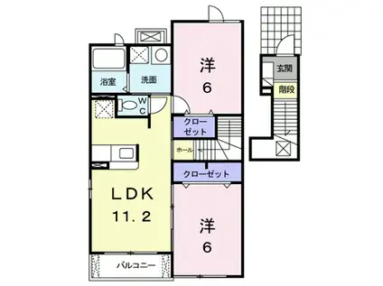 ヴェル ドミール(2LDK/2階)の間取り写真