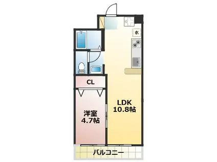 アネックスビバビル(1LDK/3階)の間取り写真