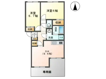 シティルミナスII(2DK/1階)の間取り写真