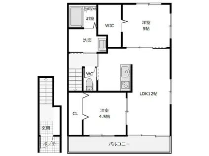 ピースディライトA(2LDK/2階)の間取り写真