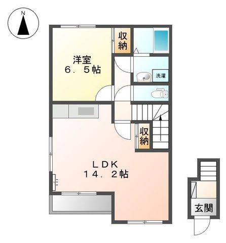 メゾンミルキーウェイII(1LDK/2階)の間取り写真