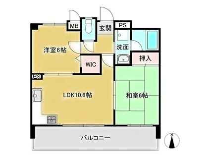 ブルーム神戸三宮(2LDK/4階)の間取り写真