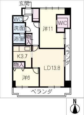 グランリバー長良(3LDK/2階)の間取り写真