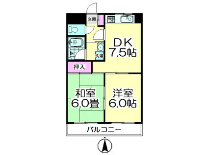 サミットピスガ(2DK/1階)の間取り写真