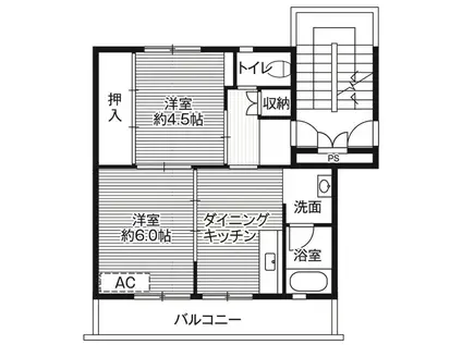 ビレッジハウス松園1号棟(2DK/4階)の間取り写真