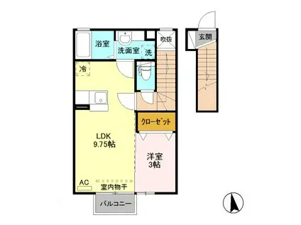 D-ROOM ディアコート エヌ(1LDK/2階)の間取り写真