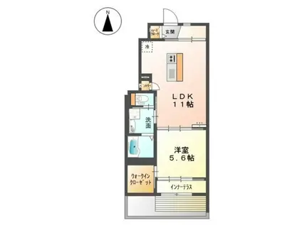 ユニヴァリィ・ラメール(1LDK/1階)の間取り写真