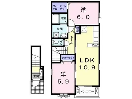 シエル・エトワレⅡ(2LDK/2階)の間取り写真