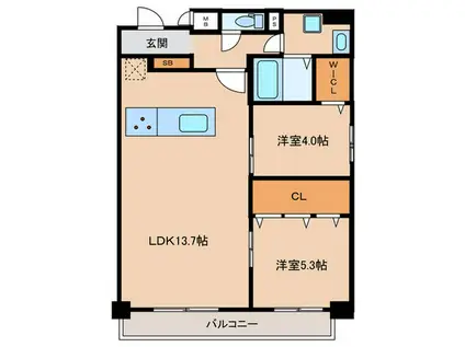 MYS CASETTE KOKURA(2LDK/8階)の間取り写真