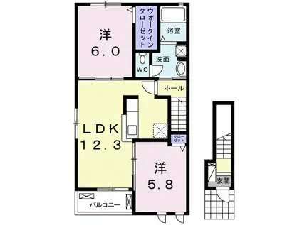 エヴァーグリーン(2LDK/2階)の間取り写真