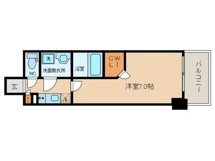 ブラウン第3(1K/2階)の間取り写真