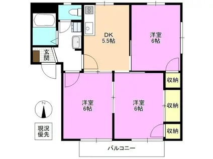 ルージュエール豊四季(1K/2階)の間取り写真