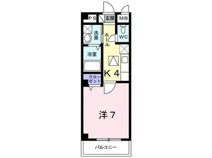 サンパレス21 C(1K/1階)の間取り写真