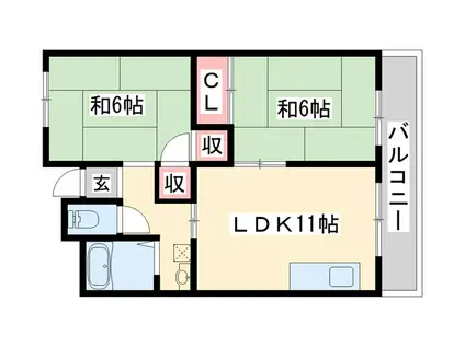 ハイツハリマ(2LDK/3階)の間取り写真