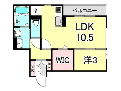 MINT甲子園五番町(1LDK/2階)の間取り写真