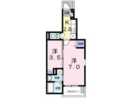 アルドール(1SK/1階)の間取り写真