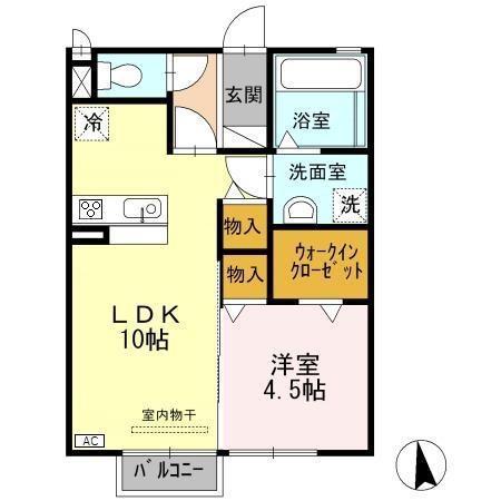 リシェス・オカザキIV(1LDK/1階)の間取り写真