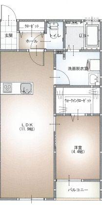 ＪＲ予讃線 新居浜駅 徒歩7分 2階建 築7年(1LDK/1階)の間取り写真