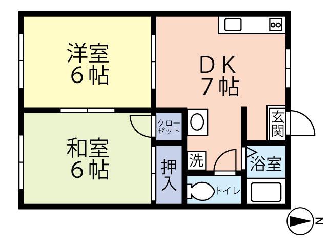 グリーンハウス(2DK/1階)の間取り写真