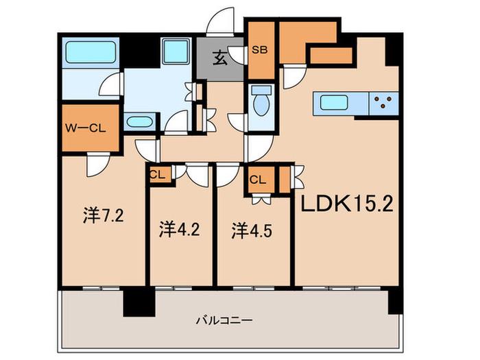 THE YOKOHAMA FRONT TOWER(3LDK/38階)の間取り写真