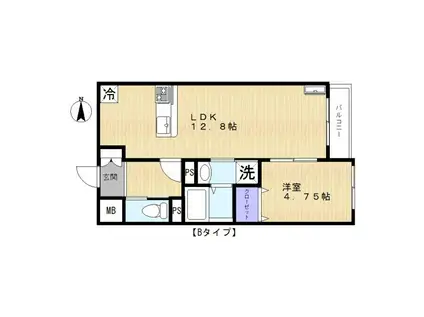 クラージュ38(1LDK/2階)の間取り写真