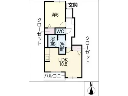 エスポワールI・B(1LDK/1階)の間取り写真