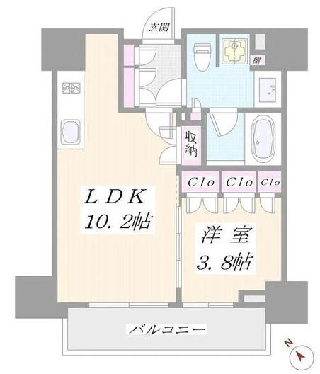 インプレストコア代官山(1LDK/8階)の間取り写真